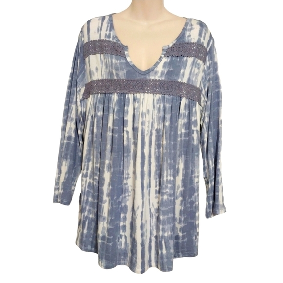 ✨Bogo FREE✨ French Laundry Vintage Top w Embroidered Trim & Lace Sz XL - Picture 1 of 5